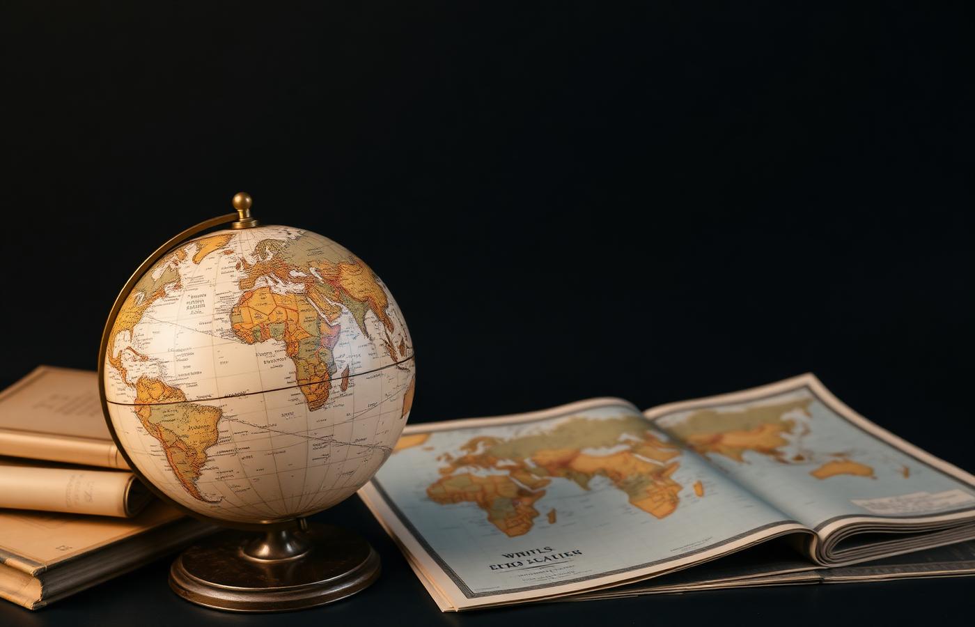 Antique globe and atlas
